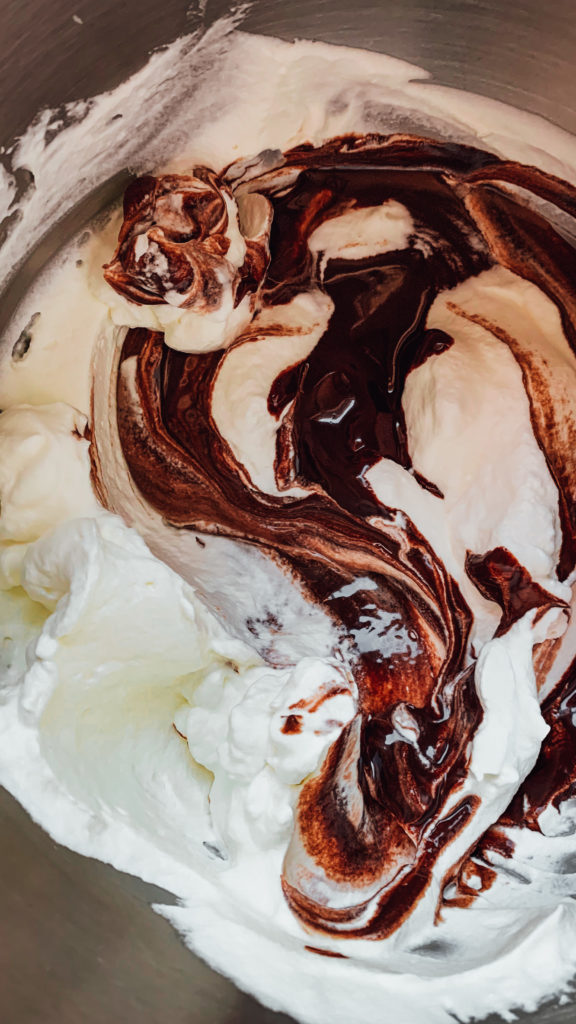 whipped cream with dark chocolate