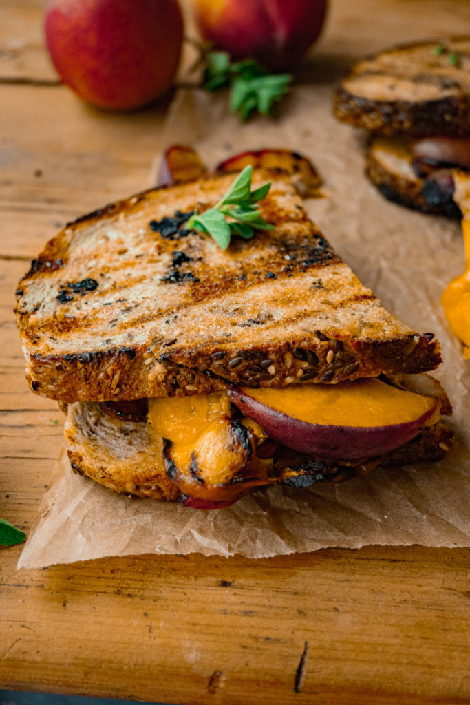 peach bacon grilled cheese angle
