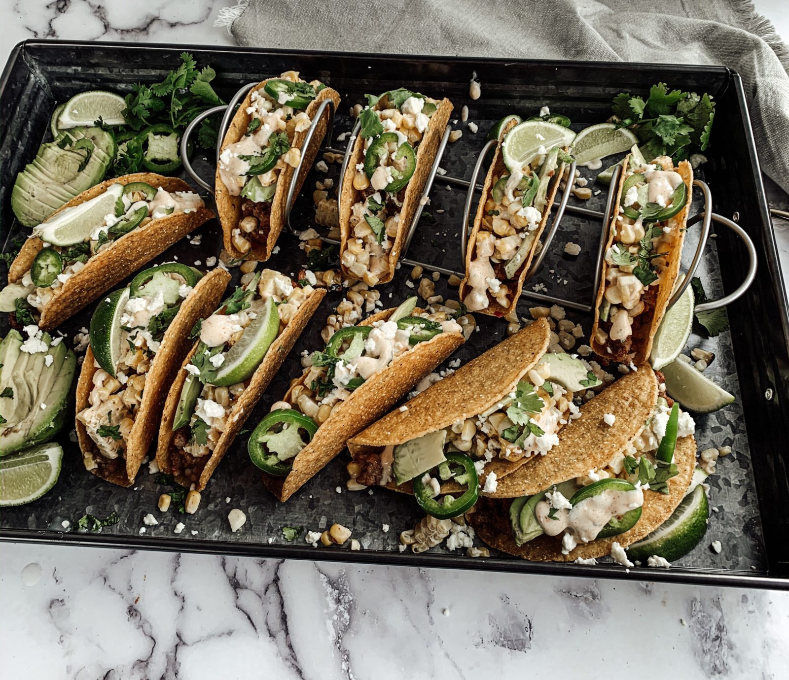 CRUNCHY MEXICAN STREET CORN CHORIZO TACOS - thecommunalfeast.com