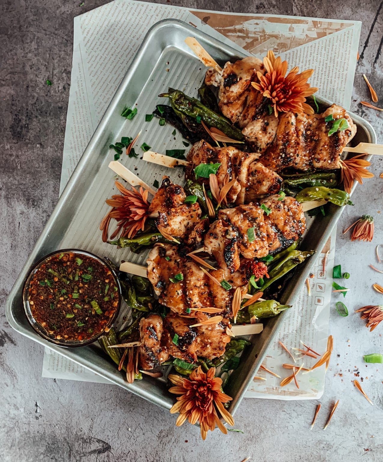 MISO TOGARASHI CHICKEN SKEWERS - thecommunalfeast.com