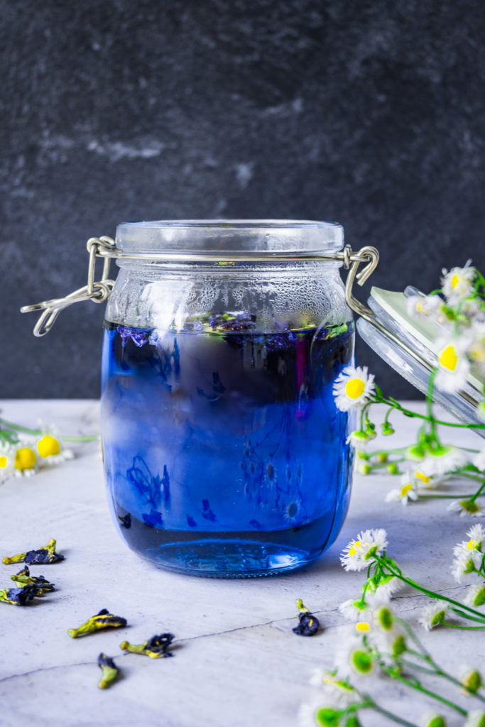 steeped butterfly pea flowers