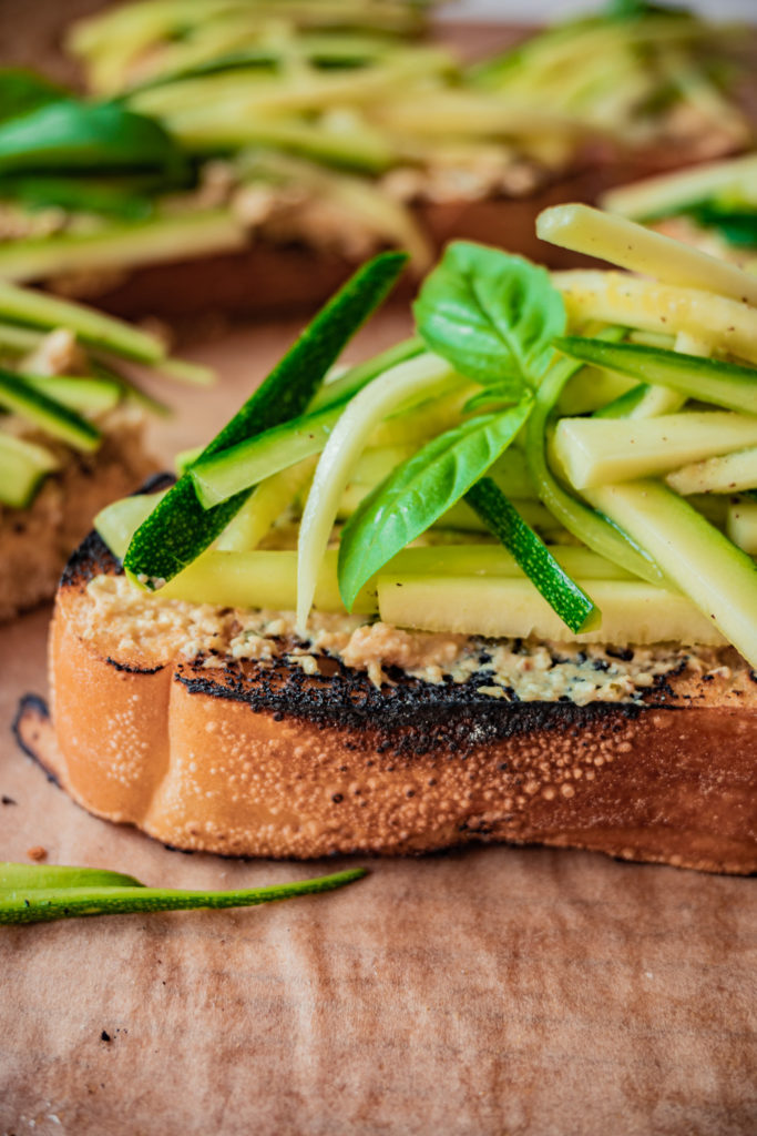 zucchini toast with feta spread