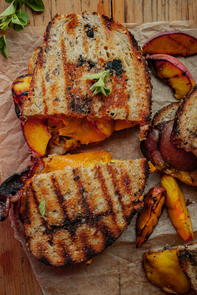 peach and bacon grilled cheese