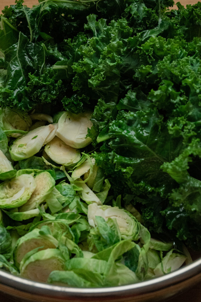 shredded brussel sprouts with kale