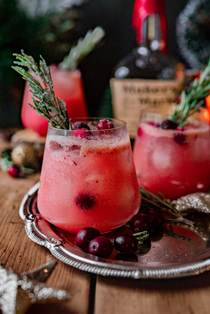 Cranberry bourbon smash holiday cocktails