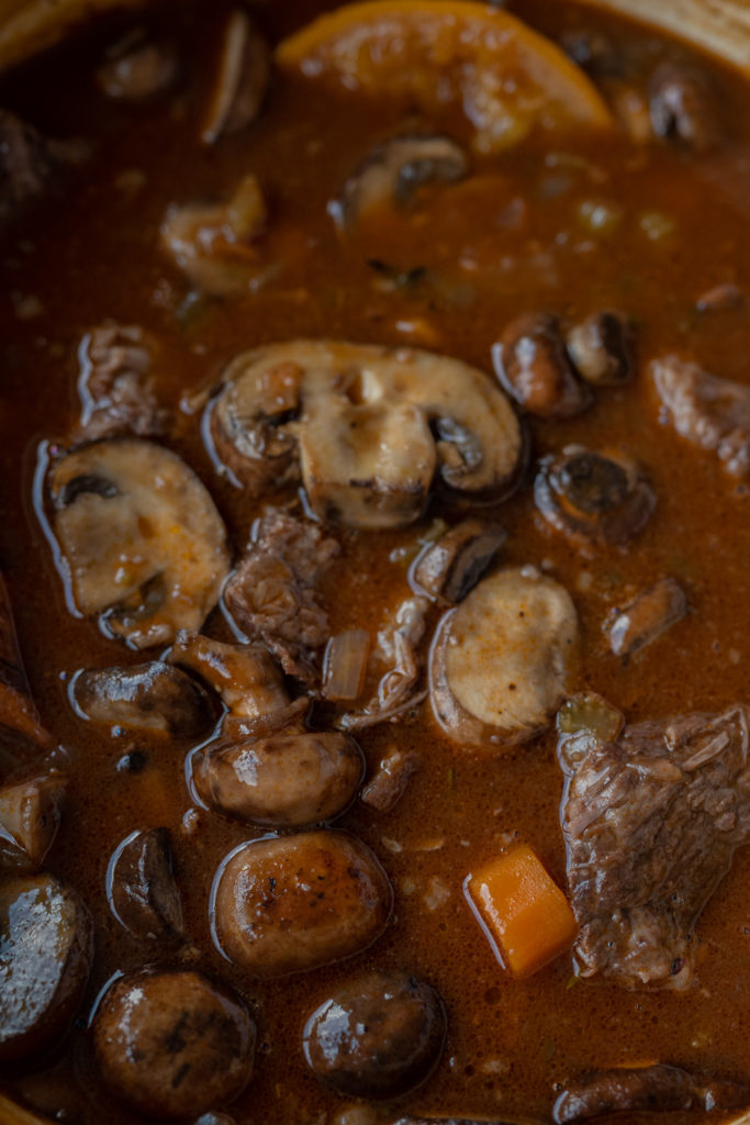 mulled wine beef stew in dutch oven