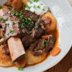 red wine braised short ribs with pierogis