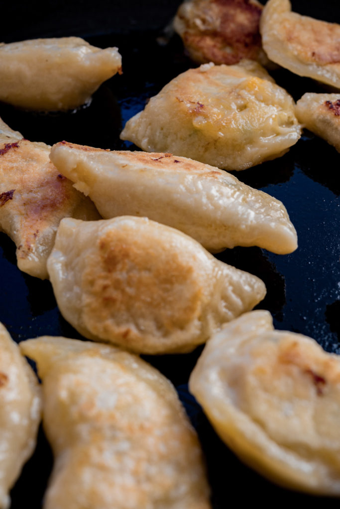 seared cheddar chive pierogis
