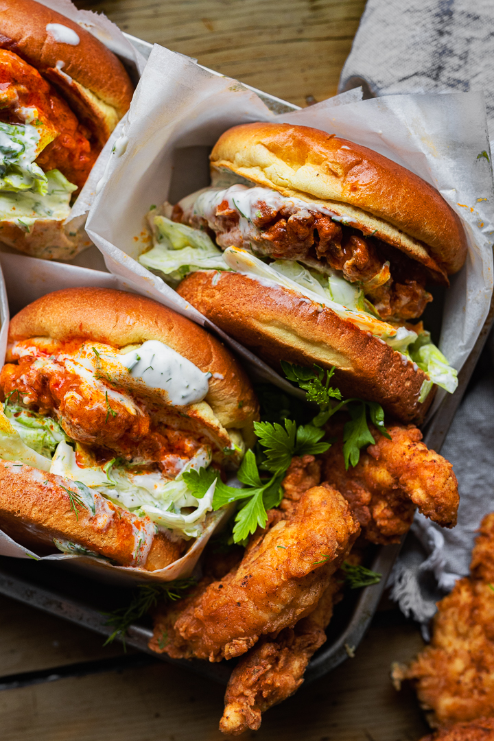 Crispy Buffalo Chicken Sandwich with Ranch Slaw - thecommunalfeast.com