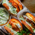 buffalo chicken burgers with ranch slaw
