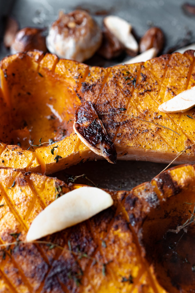 roasted squash, apples and shallots